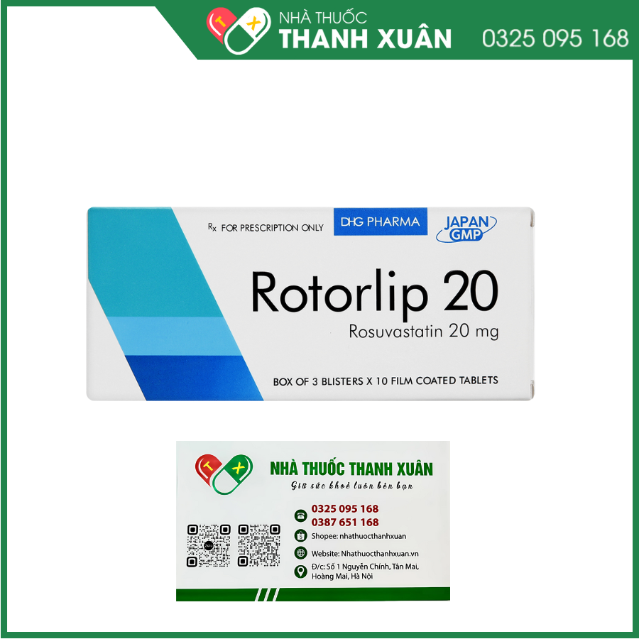 Thuốc Rotorlip 20 DHG điều trị tăng cholesterol máu, phòng ngừa bệnh tim mạch
